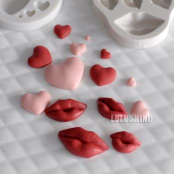 LULUSHINO翻糖蛋糕硅膠模具 520干佩斯造型模 愛心/紅唇/玫瑰花