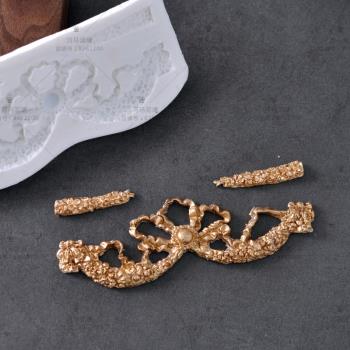翻糖蛋糕硅膠模具 復古浮雕珠寶皇冠珍珠硅膠模具