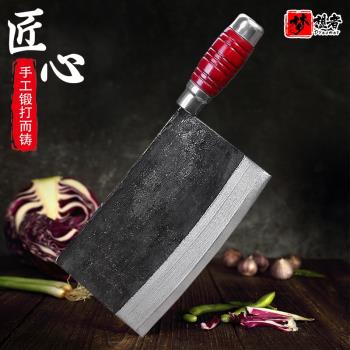 鍛打菜刀老式鐵菜刀手工夾鋼刀家用切片刀商用中式廚師刀土刀鋒利