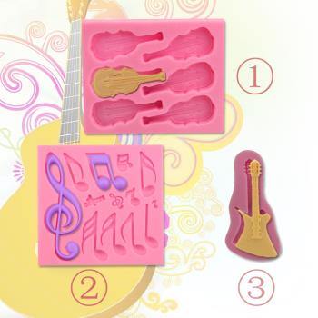 音樂符號吉他硅膠翻糖模具 diy烘焙蛋糕裝飾 巧克力音符滴膠模具