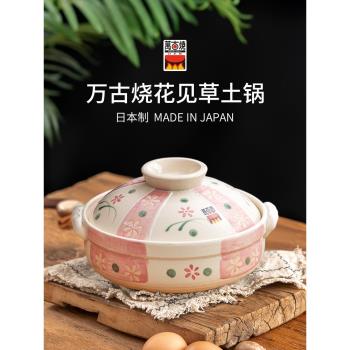 【正品】日本進口萬古燒陶土鍋燉湯家用砂鍋手繪熬粥蒸米飯砂鍋