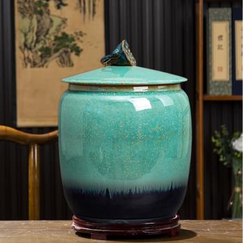 景德鎮陶瓷米缸米桶儲米箱家用密封防潮10斤20斤裝面缸大號茶葉罐