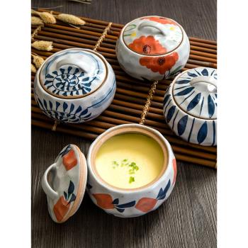 日式和風陶瓷帶蓋湯盅燉鍋隔水蒸蛋盅湯鍋煲湯內膽燉罐燕窩小燉盅
