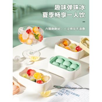 冰球圓形小冰格子硅膠模具制冰儲冰盒帶蓋食品級家用冰箱冷凍冰塊