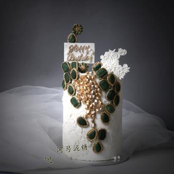 珠寶寶石花朵蕾絲模具 翻糖蛋糕圍邊鉆石干佩斯烘焙硅膠模具