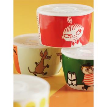 日本山加商店 姆明陶瓷家用卡通可愛冰箱帶蓋保鮮碗密封罐高溫瓷