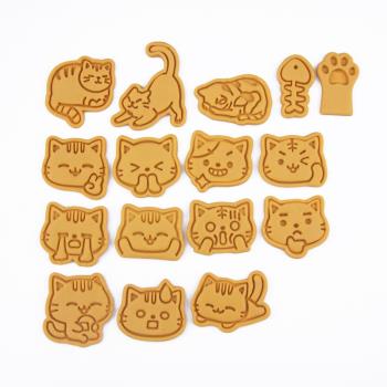 小貓咪餅干模具 卡通 可愛家用烘焙diy模具3d立體按壓式餅干翻糖