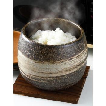 復古陶瓷密封罐日本伊賀燒原裝進口剩米飯保鮮存儲罐可微波爐加熱