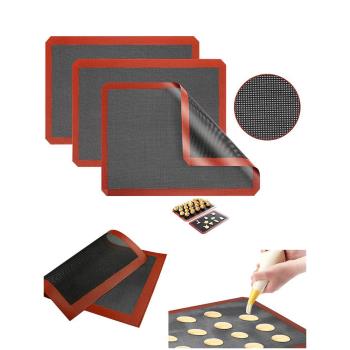 黑紅法式硅膠鏤空烤墊透氣不粘耐高溫玻璃纖維網孔烘焙烤盤面包墊