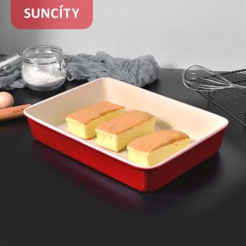 陽晨11寸中國紅不沾蛋糕烤盤烘焙模具面包長方形烤箱家用烤盤工具