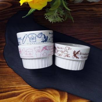 日式啦啦熊DIY陶瓷蛋糕布丁烘焙模具出口單輕松熊3.5寸條紋盅烤碗