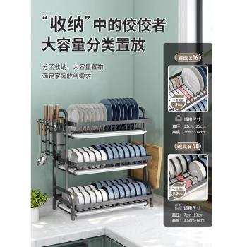 廚房置物架碗碟碗盤收納架瀝水架家用多功能放碗架碗筷收納盒碗櫃