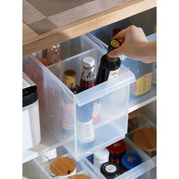 廚房收納神器家用零食柜透明滑輪調料架儲物盒雜物整理筐收納籃