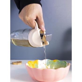 廚房油瓶自動翻蓋玻璃油壺防塵漏調味瓶調料瓶家用醋壺飯店醬油壺