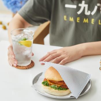 酷奇創意韓國網紅INS藍色條紋三角袋薯條墊紙漢堡小吃油炸防油紙