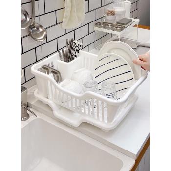 棟哈碗碟收納架瀝水碗架廚房瀝水架塑料家用單層小型筷濾水放碗架