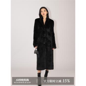 MIRANDA SONG 環保貂毛長款大衣女冬季歐美時髦高階老錢風外套