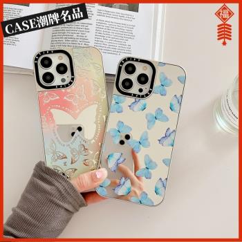 CASE炫彩蝴蝶適用iPhone16Promax蘋果15Pro手機殼12鏡面13Pro防摔套14潮牌15Promax個性16Pro創意Plus女款11