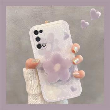 暈染紫色花朵帶支架蘋果13promax手機殼iphone12pro新款xsmax創意14全包11防摔xr小眾8女款mini個性7手機套