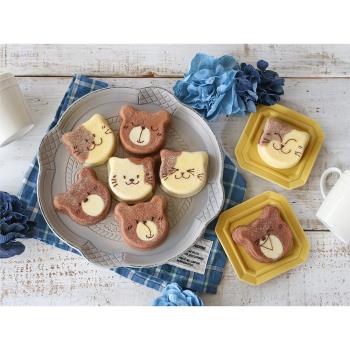 現貨日本cotta英式馬芬小熊小貓6連蛋糕面包帶蓋子不沾模具烤盤
