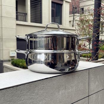 304不銹鋼蒸鍋家用30厘米雙層蒸籠蒸鍋蒸饅頭電磁爐燃氣灶湯鍋