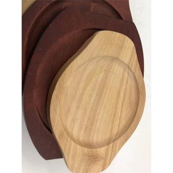 特力鐵板木板韓式圓形鐵板專用加厚梅花鐵盤木板紅木橡木竹板