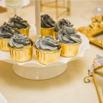 雙面金色銀色蛋糕紙杯褐色卷邊杯翻邊耐烤高溫折疊烘焙杯 50只裝