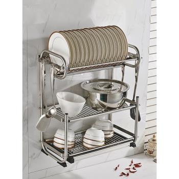 掛式涼碗架 304不銹鋼掛墻裝碗碟瀝水架壁掛式墻上放碗廚房置物架
