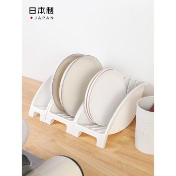 日本進口廚房單層碗碟收納架家用塑料置物架櫥柜盤子放碗盤整理架