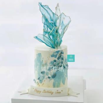 透明春卷皮蛋糕裝飾可食用超薄蛋糕飾品個性創意透明水晶片