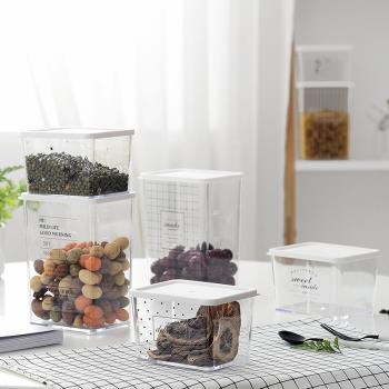 北歐風透明塑料密封罐家用食品雜糧儲物罐茶葉廚房創意收納盒方型