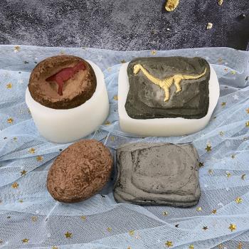 恐龍蛋骨架化石標本立體硅膠模具兒童玩具盲盒香薰石膏樹脂DIY模