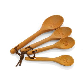 櫸木烘焙用量勺 量匙四件套小量勺實木勺計量勺4件套裝稱量勺無漆