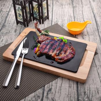 戰斧牛排盤平烤板專用盤法式西餐廳保溫煎牛排盤鐵板燒盤商用烤盤