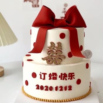 中國風雙喜囍字造型婚禮訂婚蛋糕裝飾模具烘焙硅膠翻糖塑料切模