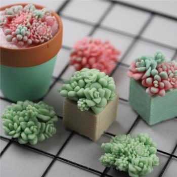 綠植多肉硅膠模具DIY香薰蠟燭花盆石膏滴膠巧克力慕斯蛋糕裝飾模