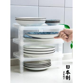 日本進口盤子置物架廚房臺面放碗碟收納架多功能櫥柜多層瀝水神器