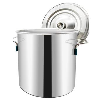不銹鋼桶圓桶帶蓋商用湯桶燒水桶鹵桶燉鍋大容量加厚家用米桶湯鍋