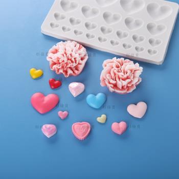 康乃馨鉆石桃愛心形硅膠巧克力翻糖滴膠模具烘焙蛋糕模具DIY裝飾