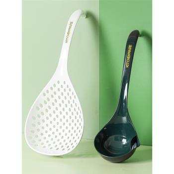 天鵝撈面漏勺廚房創意大號油渣分離器食品級塑料長柄防燙湯勺濾勺