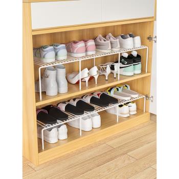 鞋柜分層隔板鞋子收納神器簡易鞋架省空間伸縮置物架加層板疊放架