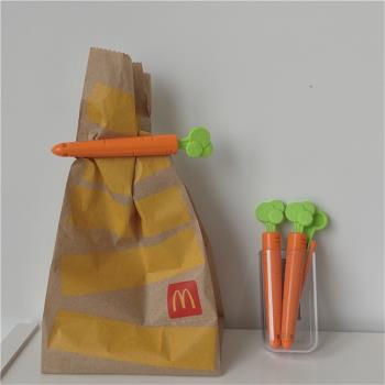 創意胡蘿卜可愛食品袋封口夾防潮保鮮5支裝密封ins冰箱貼磁性收納
