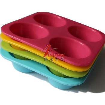 美國原單耐高溫食品硅膠圓形模具4連模馬芬杯蛋糕模具烤箱微波爐