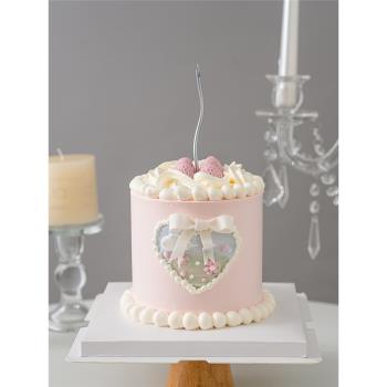 網紅女生生日蛋糕裝飾翻糖干佩斯立體粉色系草莓擺件曲線蠟燭裝扮