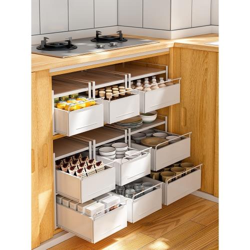 寬20304056厘米櫥柜改抽屜拉籃碗盤多層不銹鋼廚房置物架收納儲物