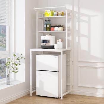 小冰箱置物架上方收納架冰柜微波爐烤箱柜雙層小型整理架廚房落地