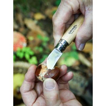 Opinel法國迷你折疊小爪刀 剝栗子雕刻大蒜7號橡木柄露營食物處理