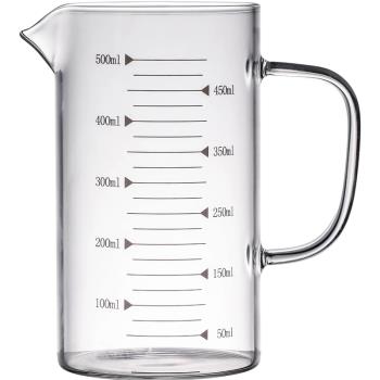 廚房玻璃量杯帶刻度家用耐高溫加厚大容量牛奶計量水杯烘焙1000ml