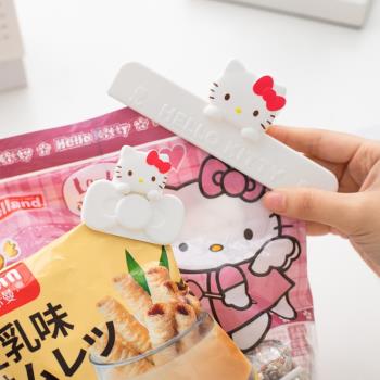 日本Hello Kitty可愛蝴蝶結夾子防潮食物保鮮封口夾食品夾帶磁鐵