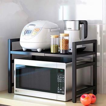 微波爐置物架廚房家用可伸縮落地電飯煲多層臺面烤箱架收納架